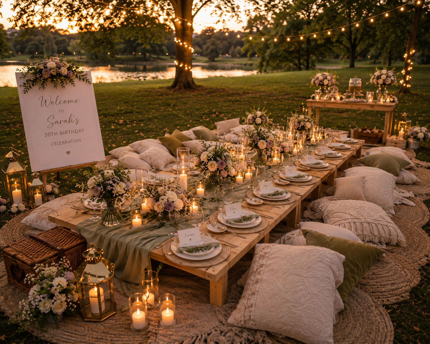 Luxury custom picnic setup for a small group celebration