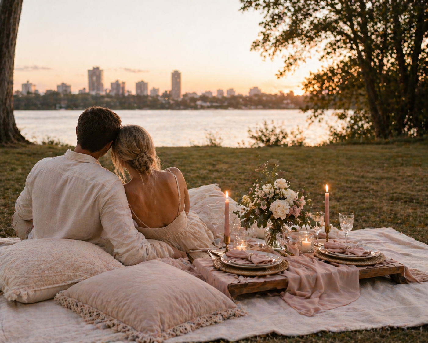 Romantic picnic moment
