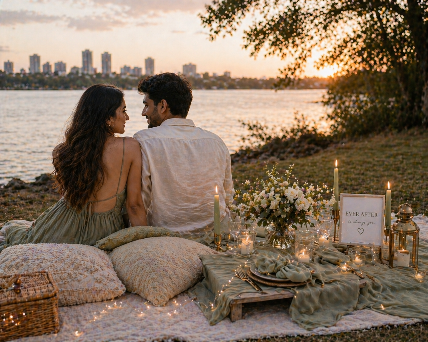 Golden Hour Date picnic setup