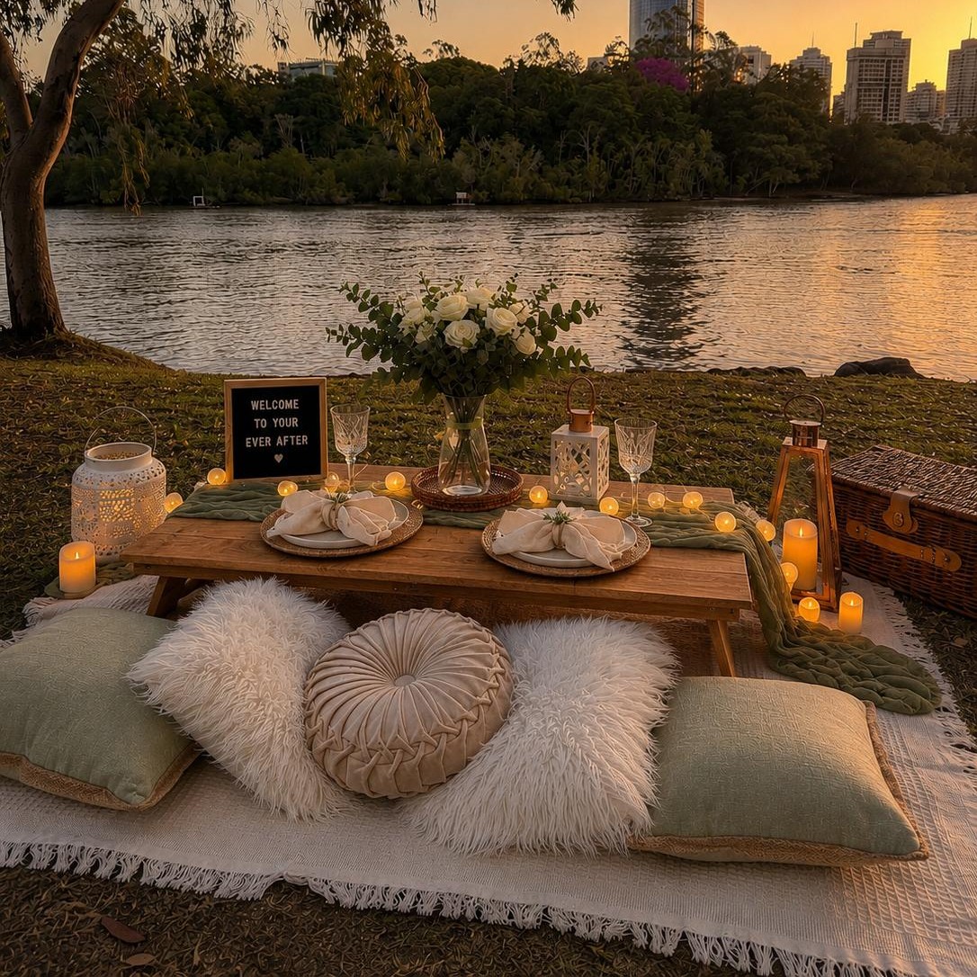 Ever After Picnics styled picnic setup in Brisbane